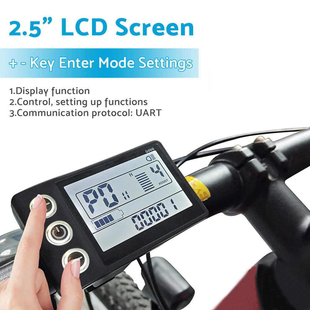 LCD Display Suitable For Electric Bike S866 24V/36V/48V – Waterproof Plug Fit For Ebike & Scooter
