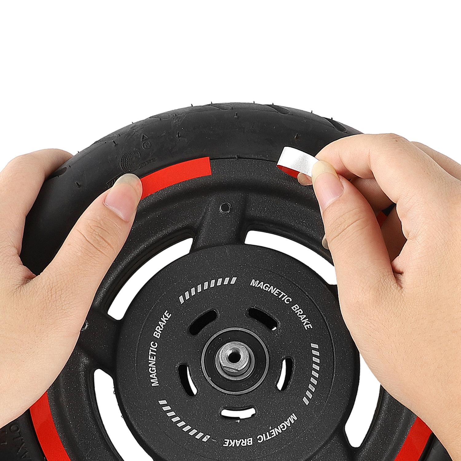 Blue Wheel Hub Sticker Set for Scooter / Bike / Electric Vehicle 2 Pcs - Red