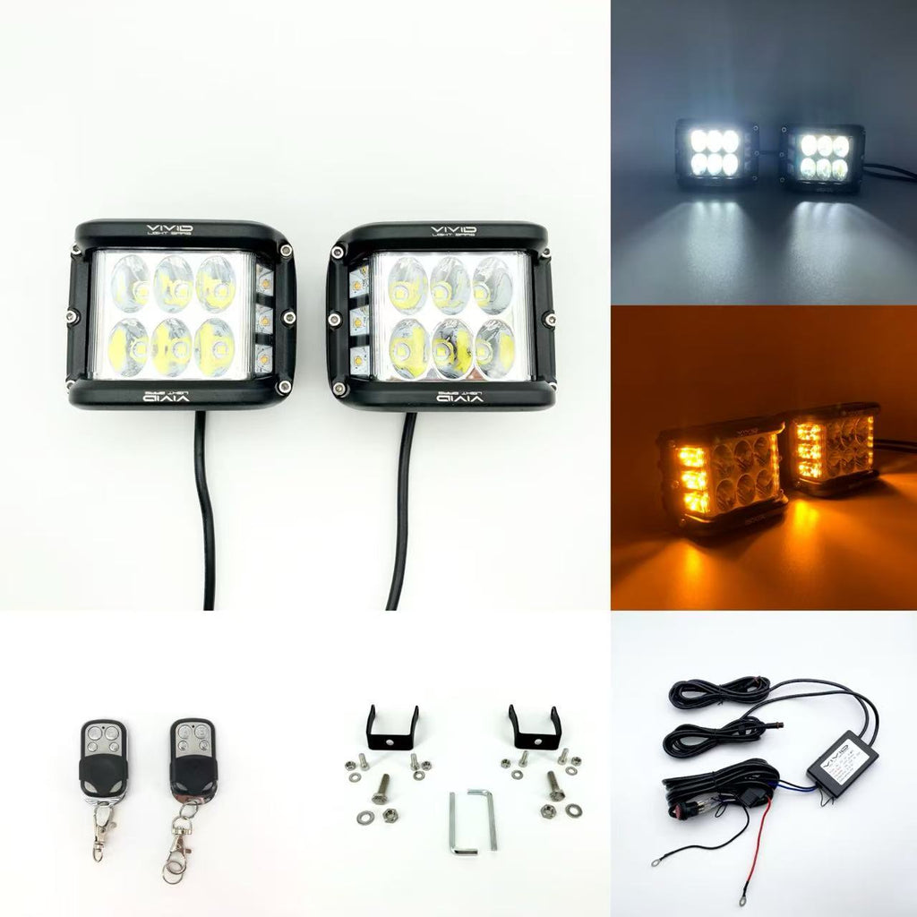 3.75'' side shooter led pod lights ditch light for trucks, trailers, jeep, atv, utv, 4x4, emergency vehicles (2 pack)