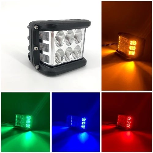 1 Slim Dual Color Light Bar Sync with 4 Packs 3.75" side shooter ditch LED Pods